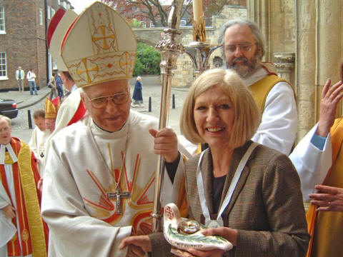 Patriarch of Jerusalem Michel Sabbah and Helen Wylie of Dundee Secular Carmel